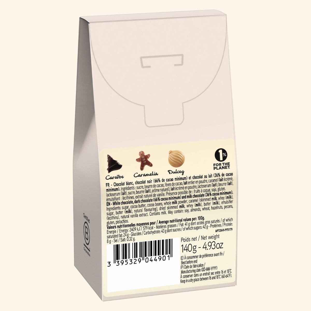 Box of Holiday Chocolate Treats in Dark, Milk and Dulcey Chocolate - 4.9oz