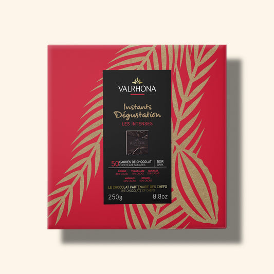 Box 50 Dark Chocolate Squares Front Packaging