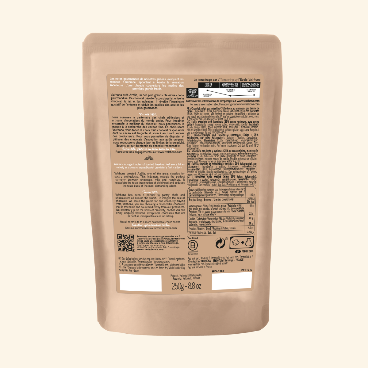 Milk Baking Chocolate Azelia 35 Percent Back Packaging