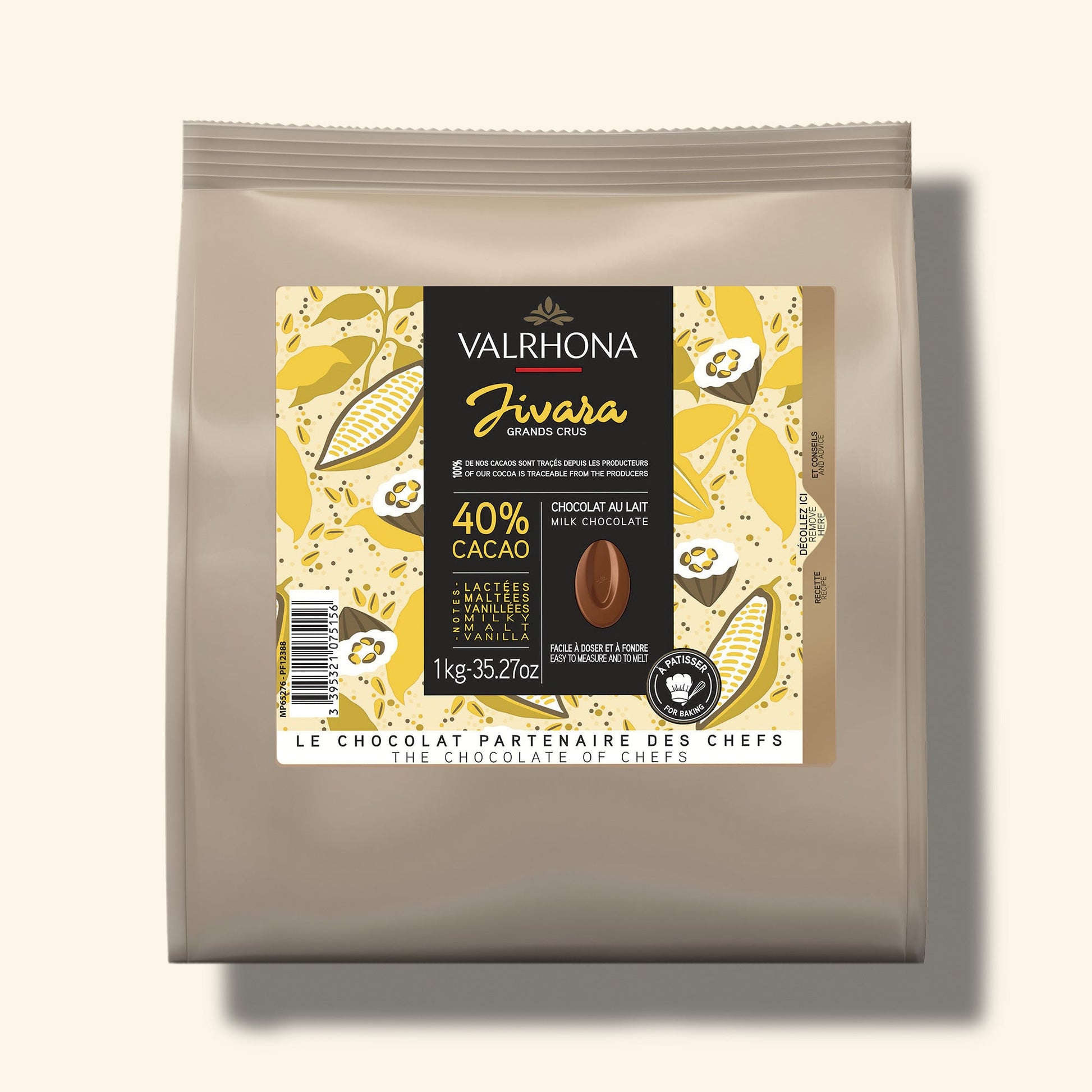 Milk Baking Chocolate Jivara 40 Percent Big Bag Front Packaging
