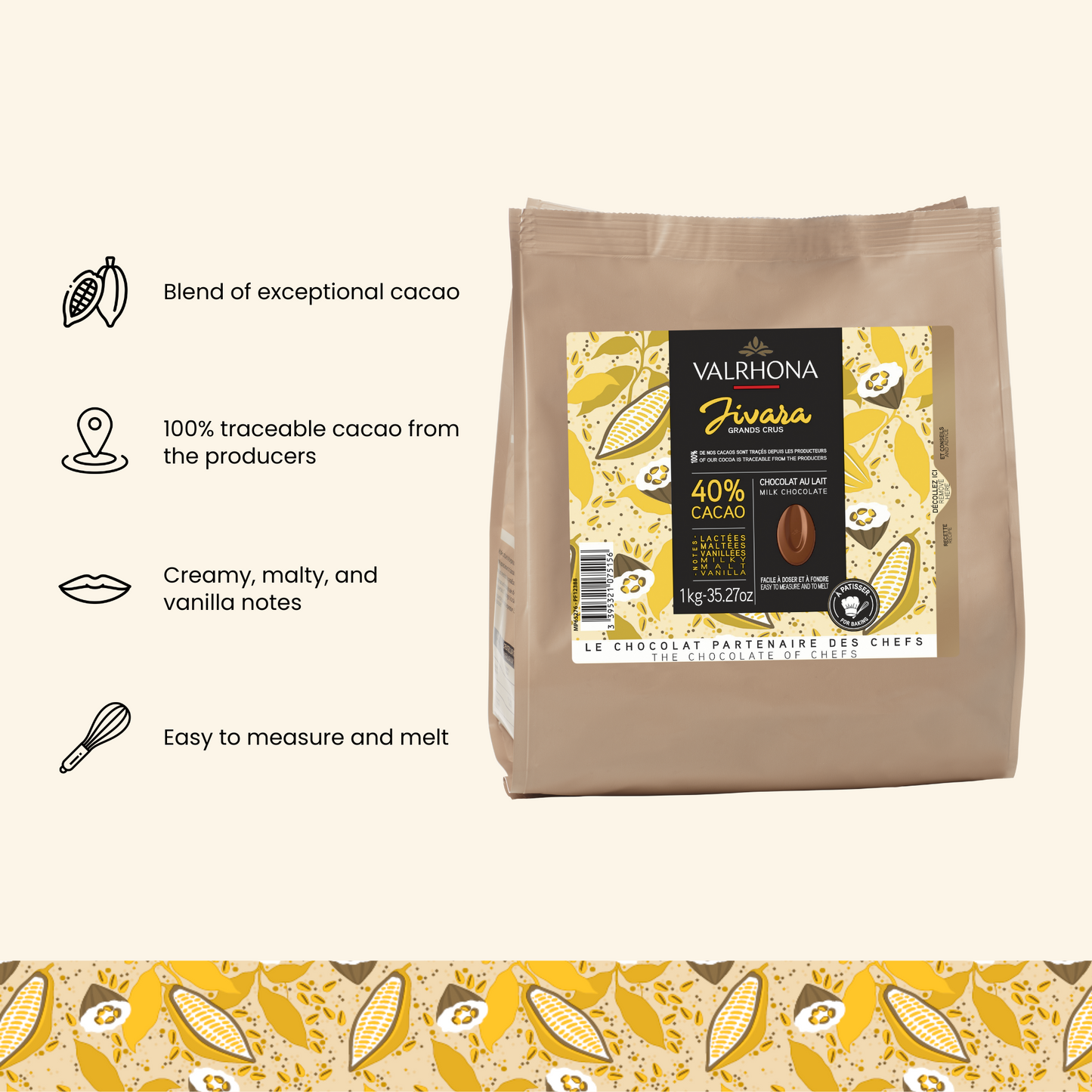 Milk Baking Chocolate Jivara 40 Percent Big Bag Product Details