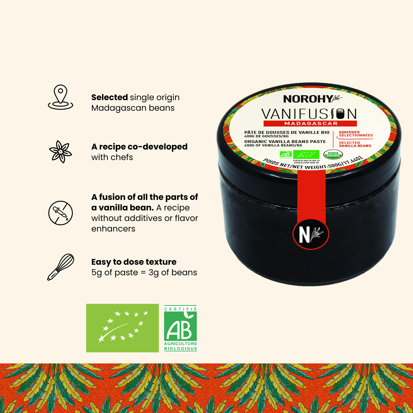 Organic Madagascar Vanilla Paste 17.64 oz Main Attributes