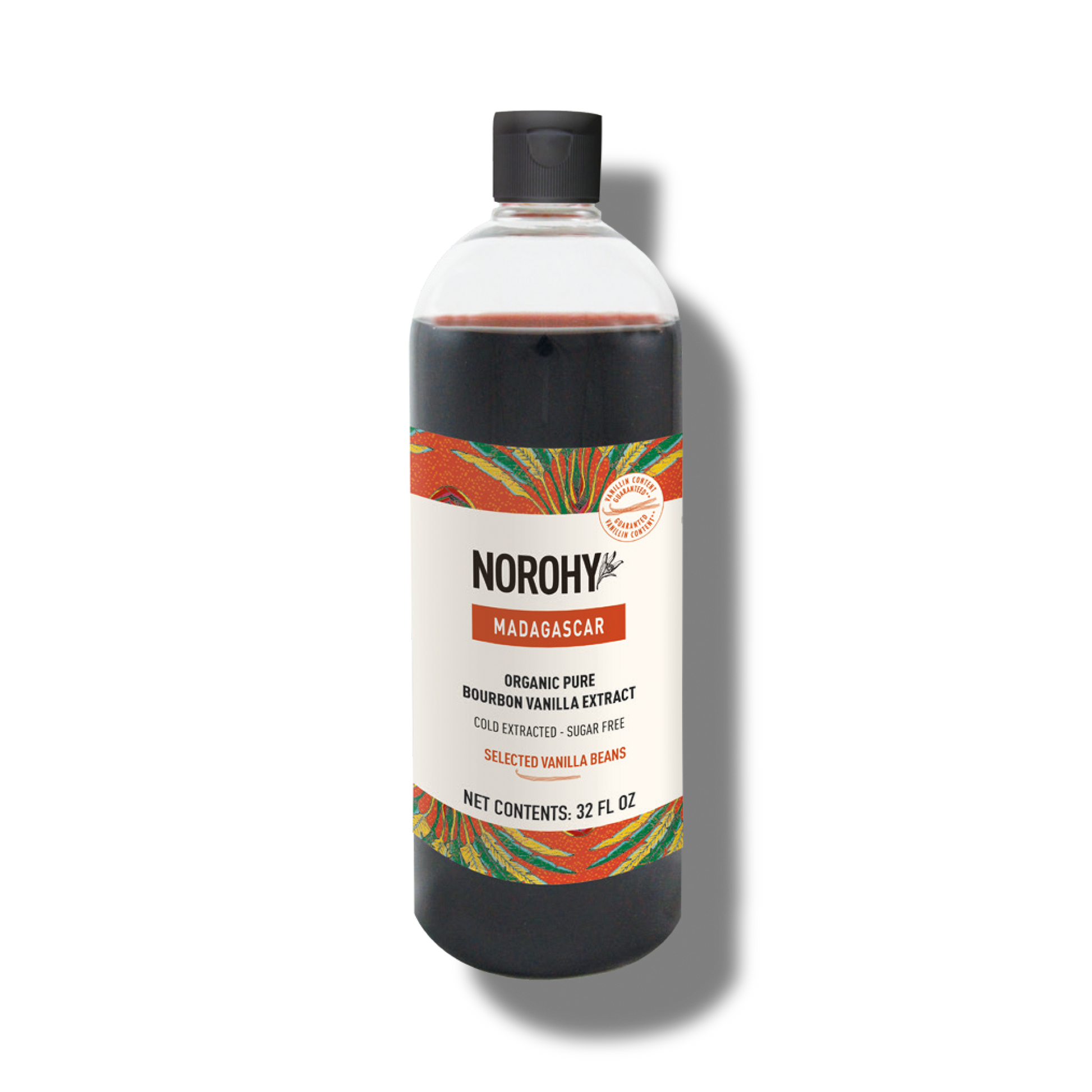 Organic Pure Bourbon Vanilla Extract Madagascar 32 fl oz main image with shadow
