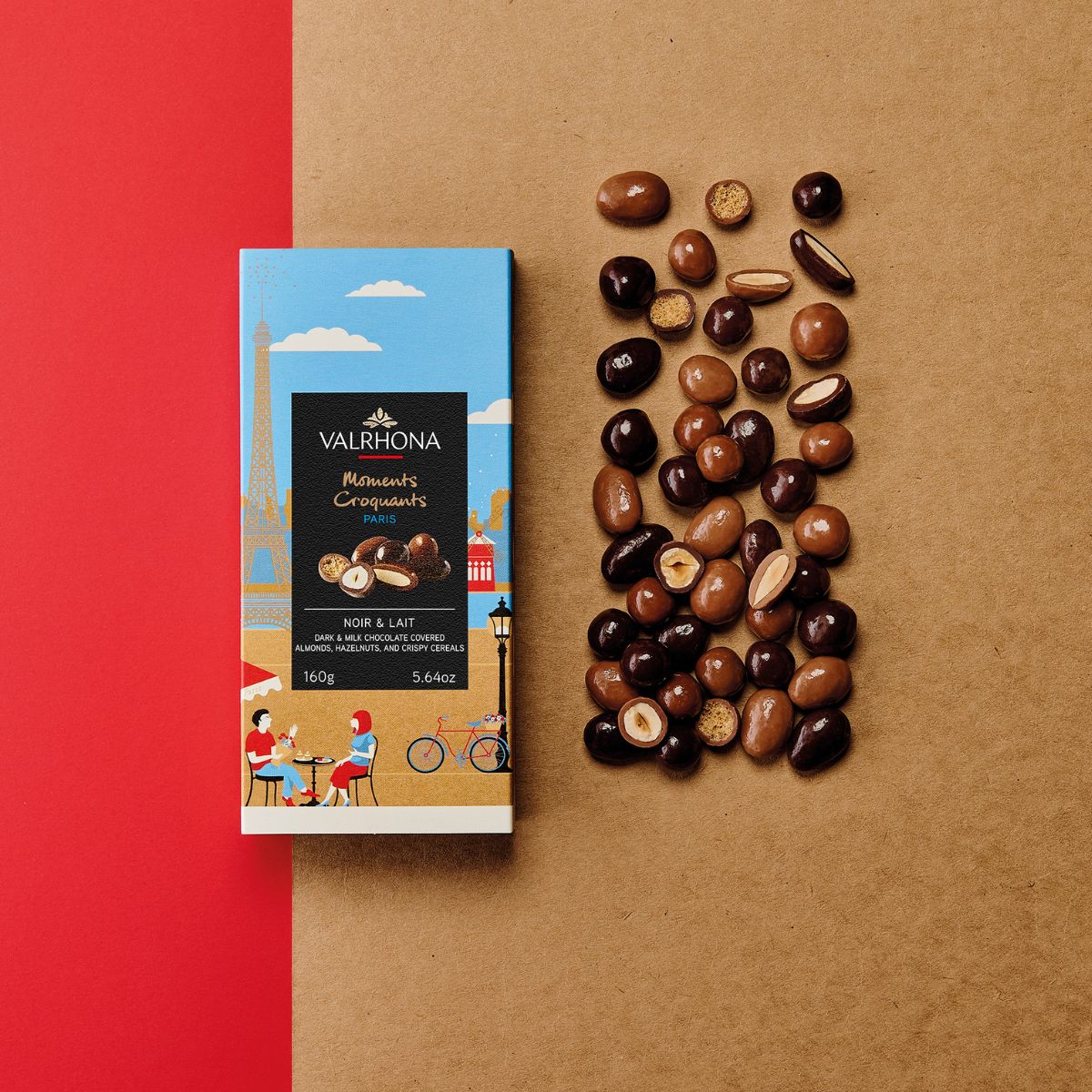 Box of hazelnuts and almonds chocolate-ccovered