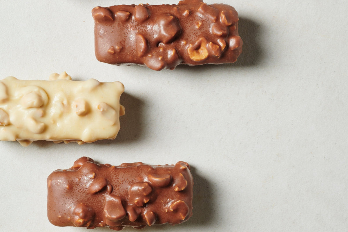 Plant-based praline bars made with Valrhona Amatika chocolate