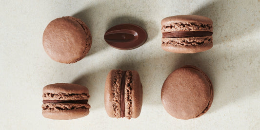 Plant-Based chocolate macarons with smooth vegan ganache filling