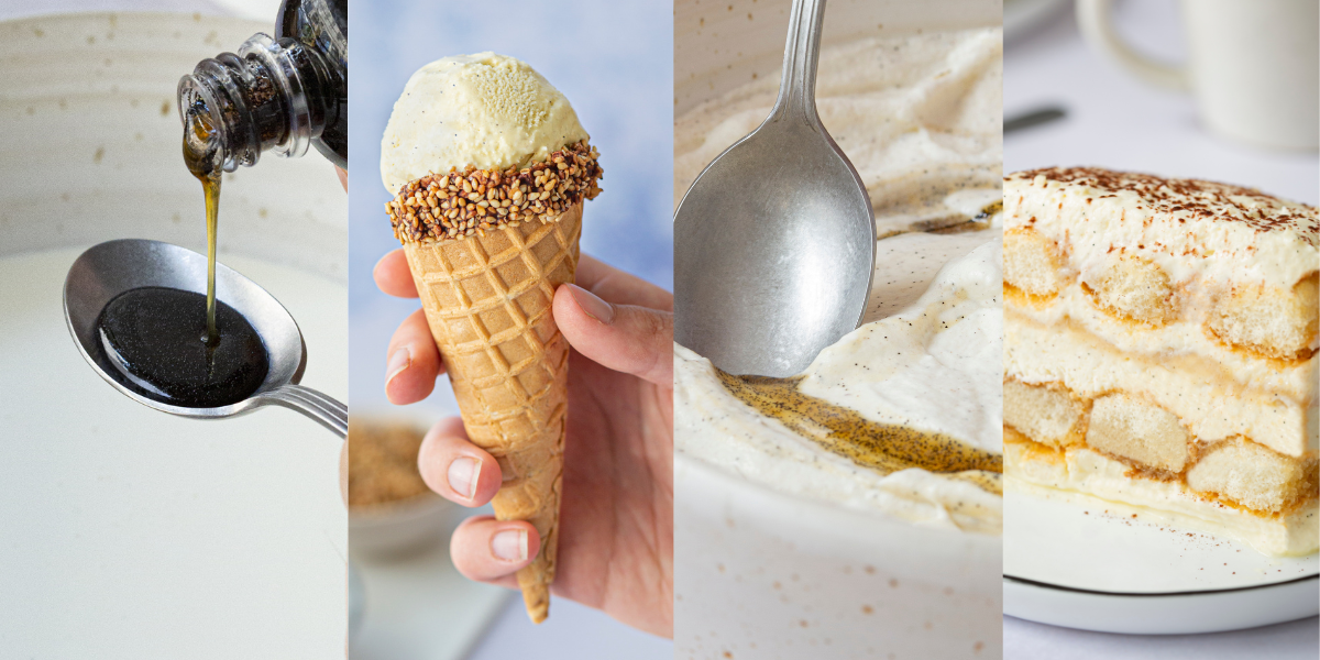 Norohy's Organic Bourbon Vanilla Extract product in use and recipes