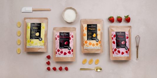 Valrhona Inspiration packaging next to each other with ingredients