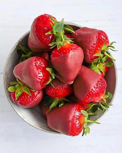 Strawberry Inspiration chocolate-covered fresh strawberries in a bowl