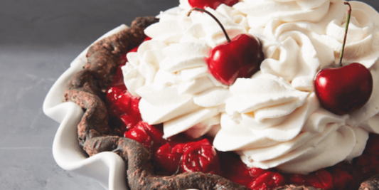 TRIPLE CHOCOLATE PIE WITH FRUITY DIP