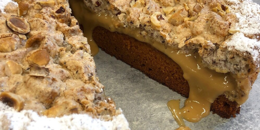 DULCEY HAZELNUT BROWN BUTTER CARAMEL TRAVEL CAKE