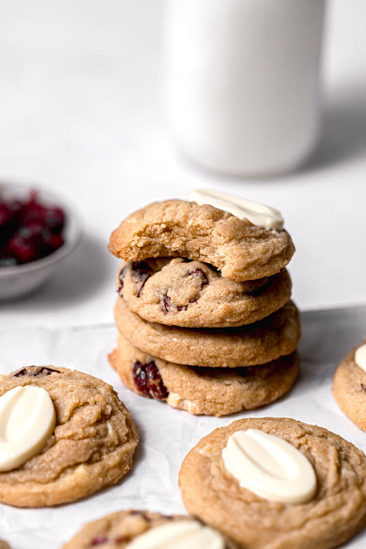 White chocolate chip cookies with cranberries