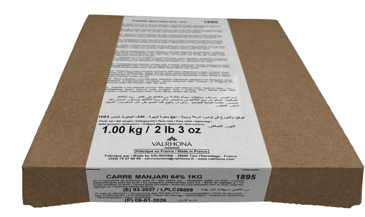 Box of 200 Dark Chocolate Squares Manjari 64% - 2lb 3oz.