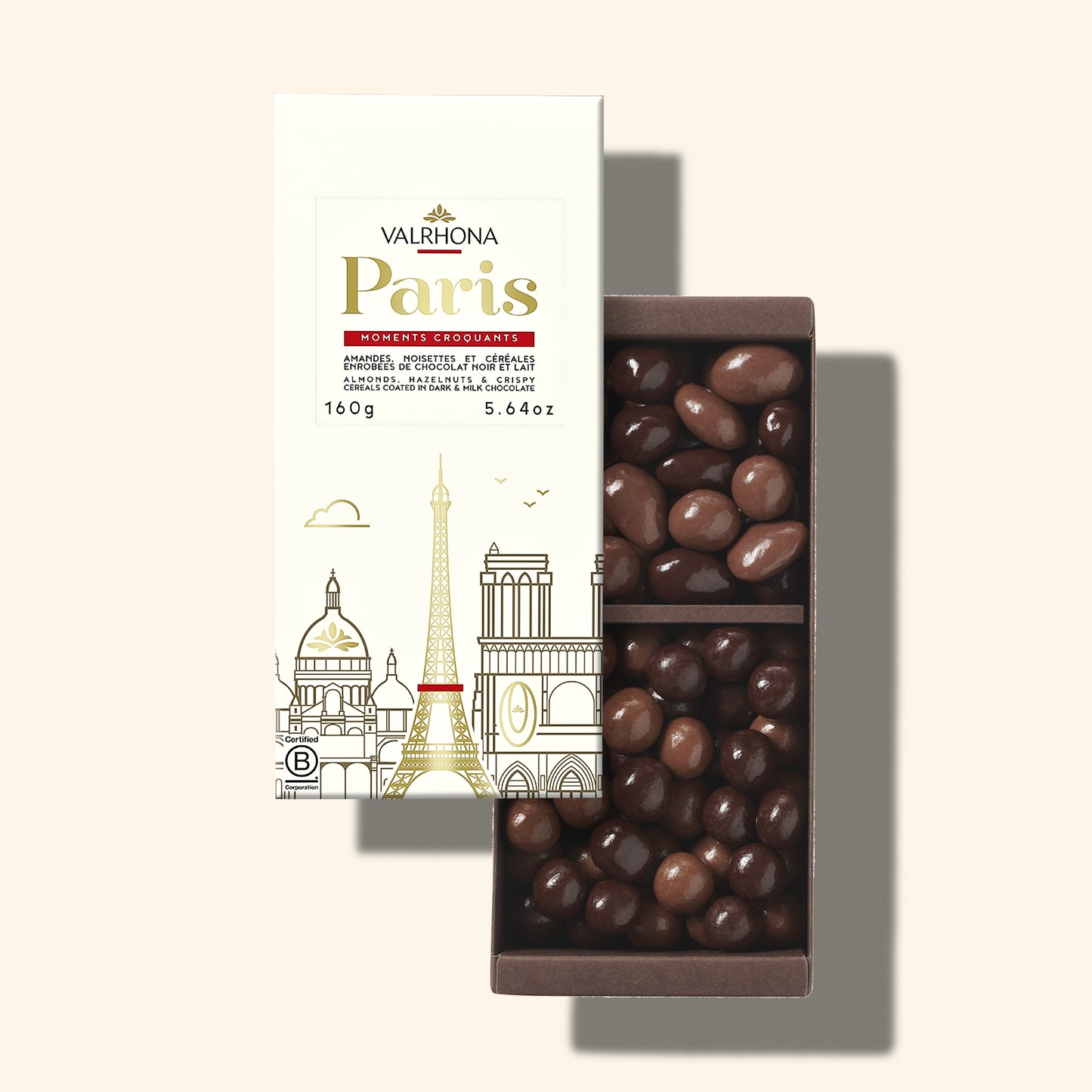 Box of Almonds, Hazelnuts, and Milk & Dark Chocolate Crunchy Bites - Paris Collection - 5.6oz.
