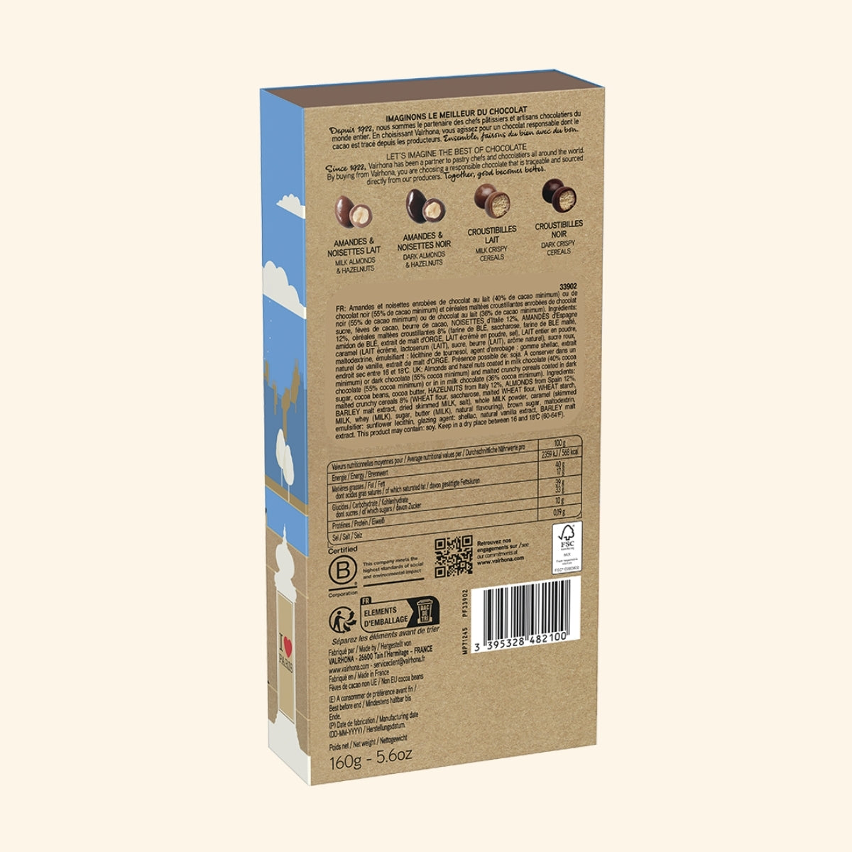 Box of Almonds, Hazelnuts, and Milk & Dark Chocolate Crunchy Bites - Paris Collection - 5.6oz.