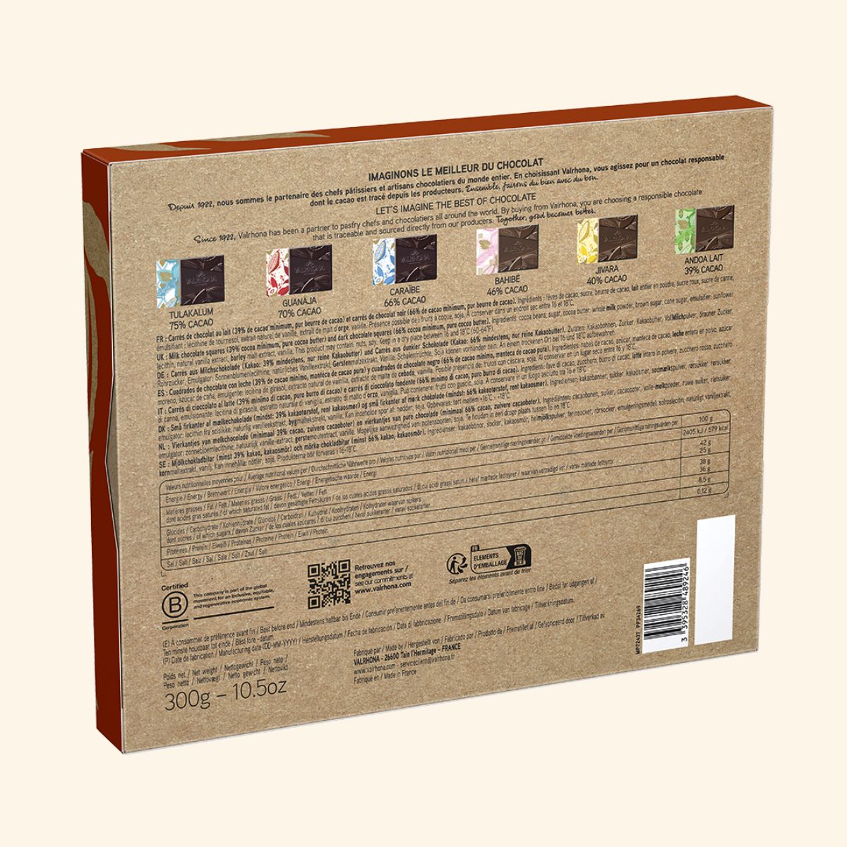 Box of 60 Assorted Dark and Milk Chocolate Squares - Valrhona