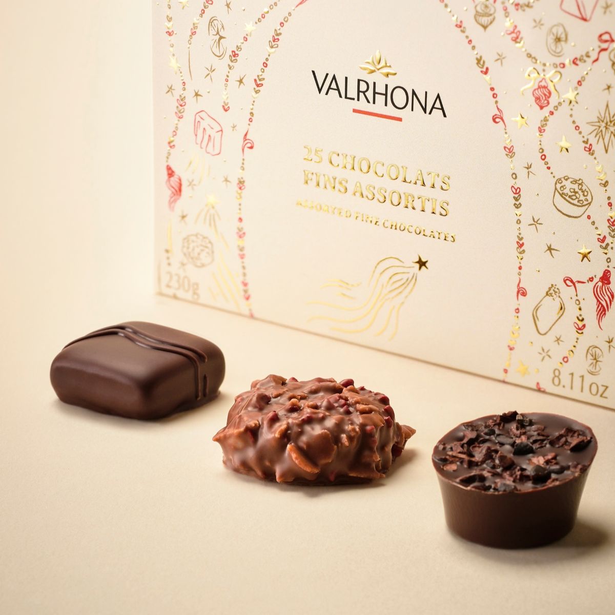 Holiday Gift Box of 25 Assorted Fine Chocolates - 8.11oz