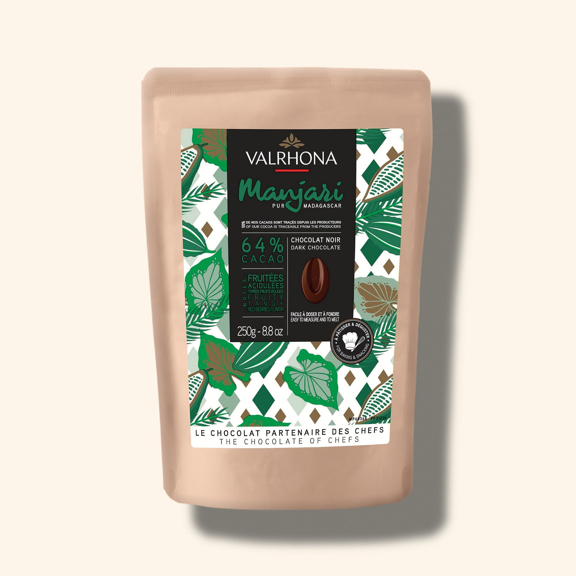 Dark Baking Chocolate Manjari 64 Percent Small Bag Front Packaging
