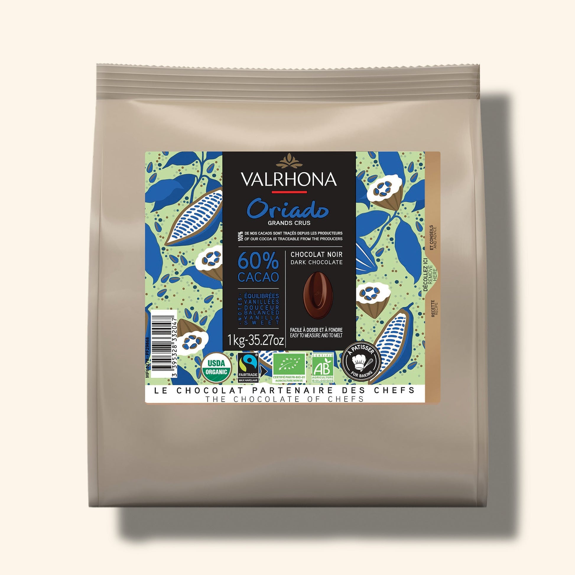 Dark Baking Chocolate Oriado 60 Percent Big Bag Front Packaging