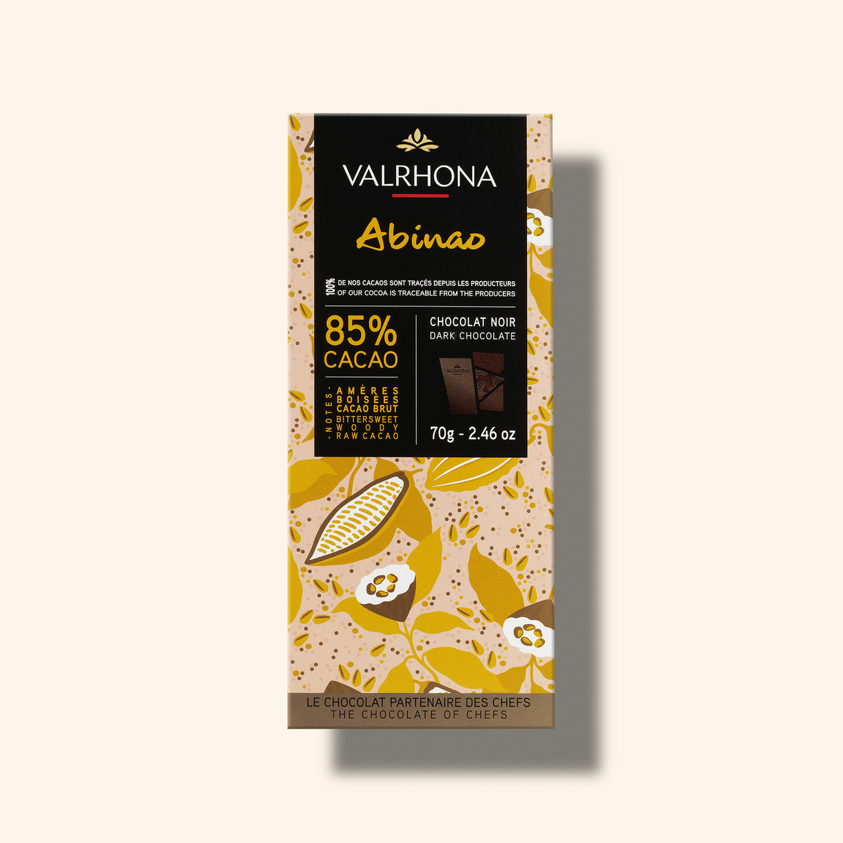 Dark Chocolate Bar Abinao 85 Percent Front Packaging
