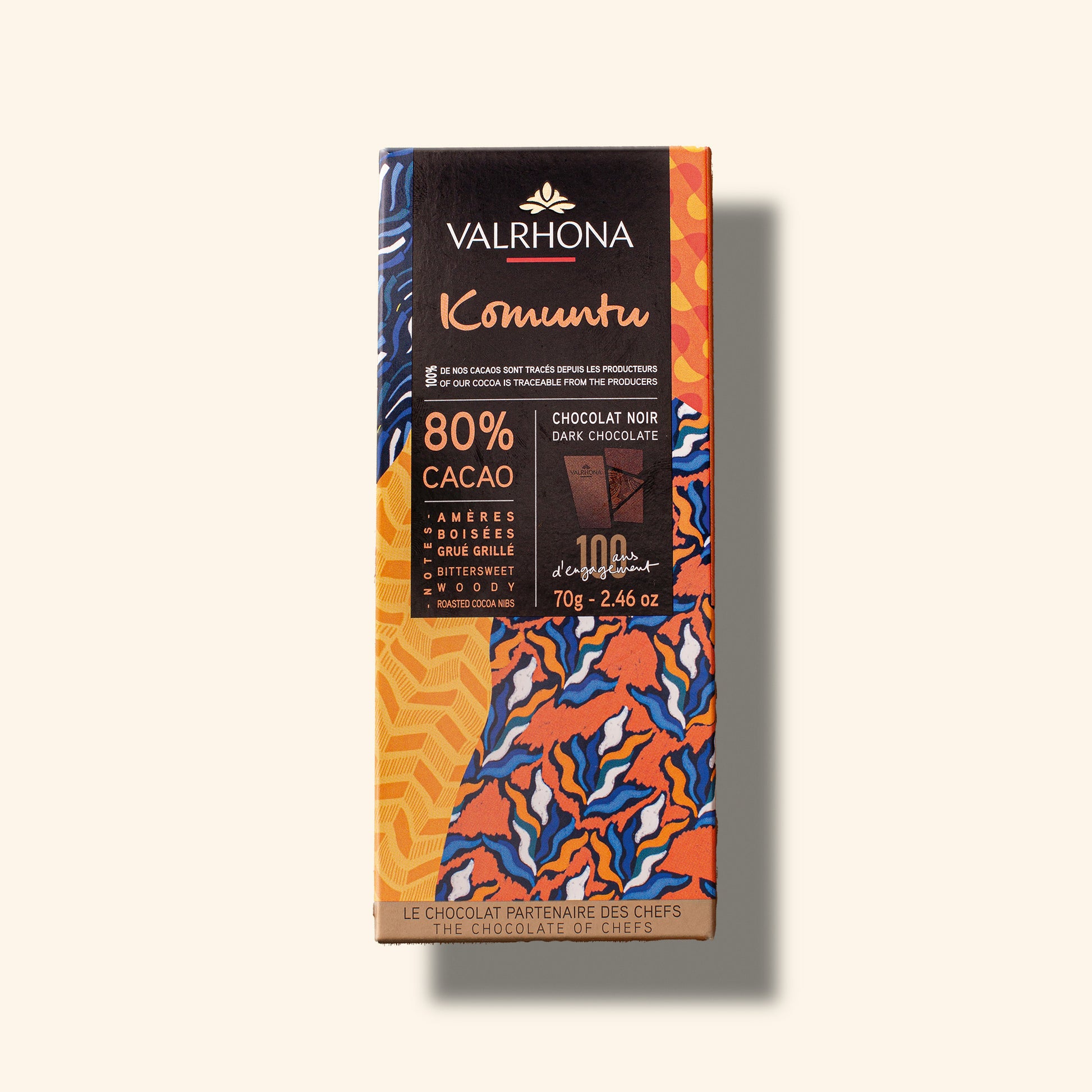 Dark Chocolate Bar Komuntu 80 Percent Front Packaging