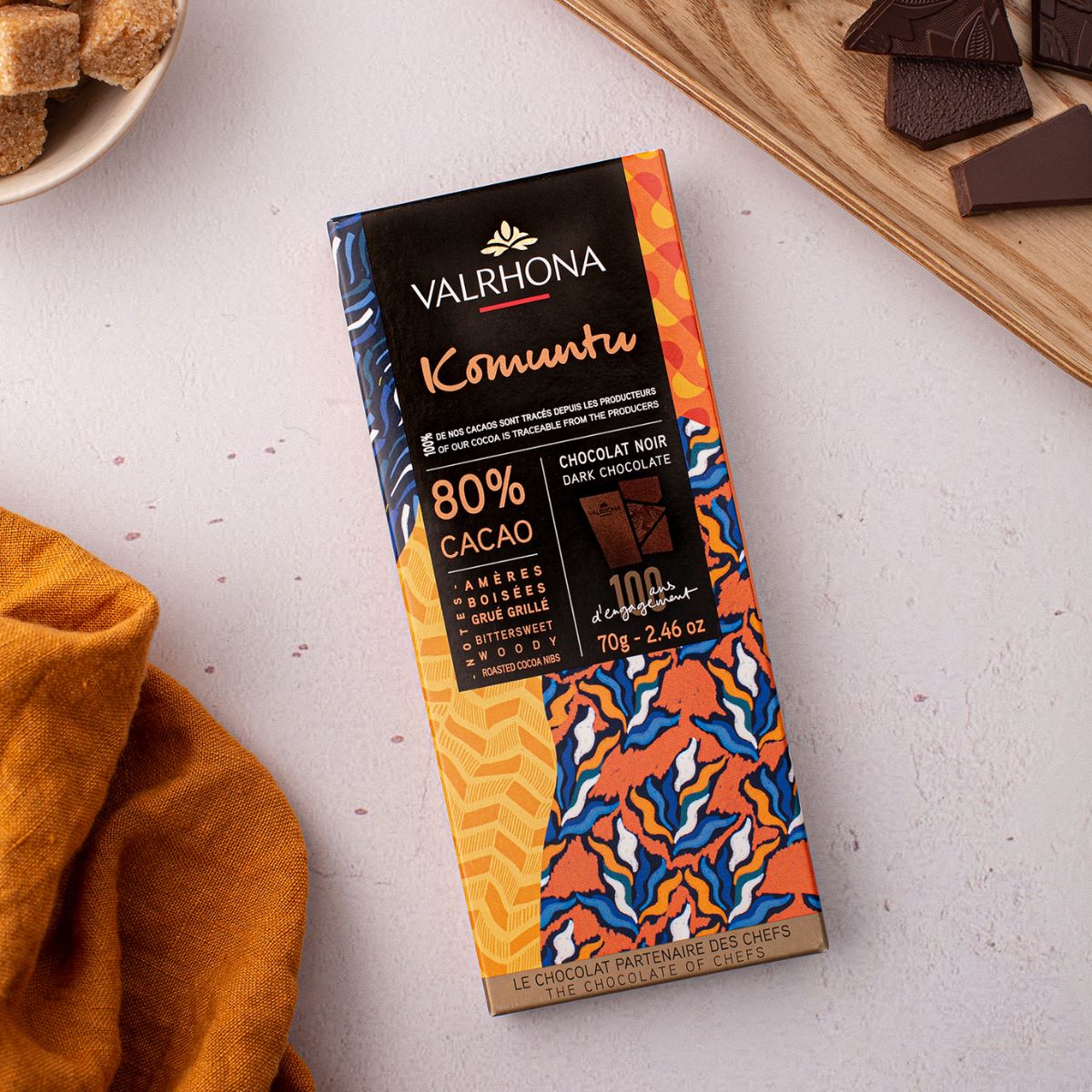 Dark Chocolate Bar Komuntu 80 Percent Product In Kitchen