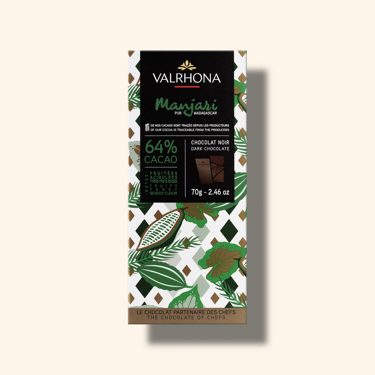 Dark Chocolate Bar Manjari 64 Percent Front Packaging