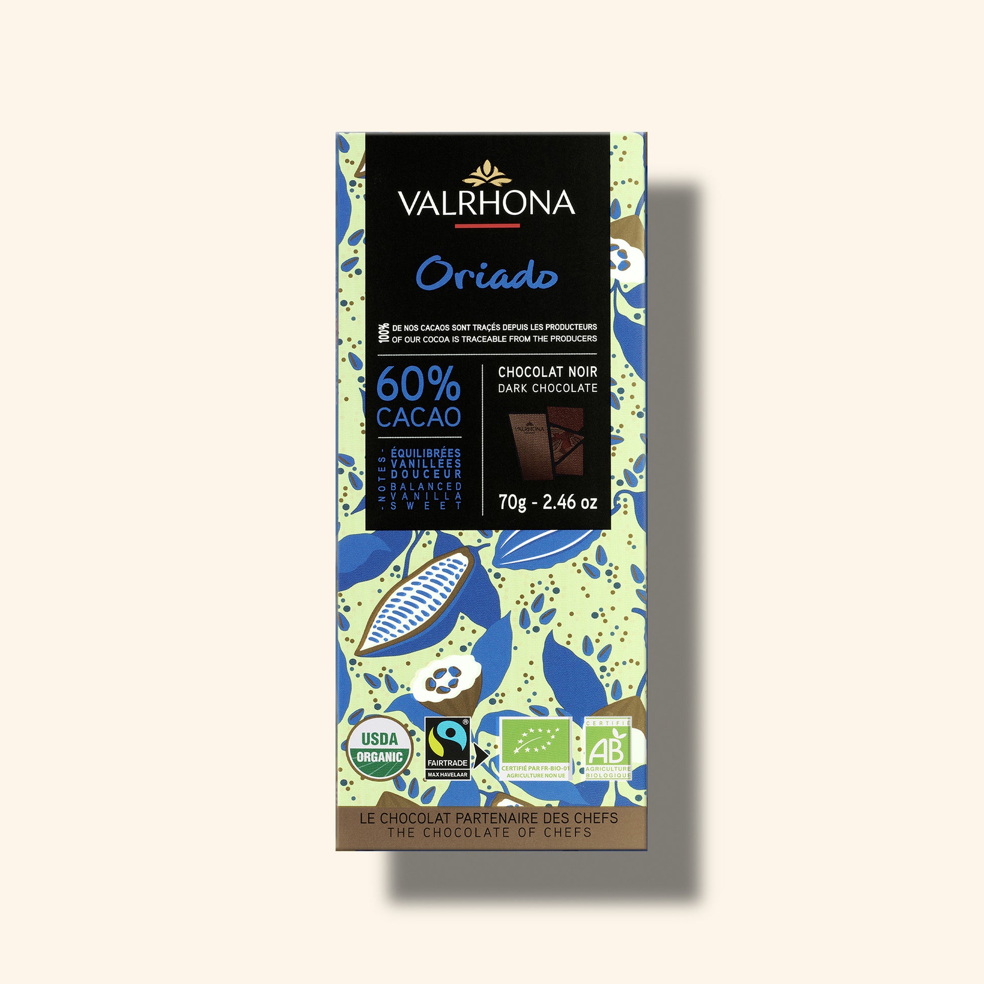 Dark Chocolate Bar Oriado 60 Percent Front Packaging