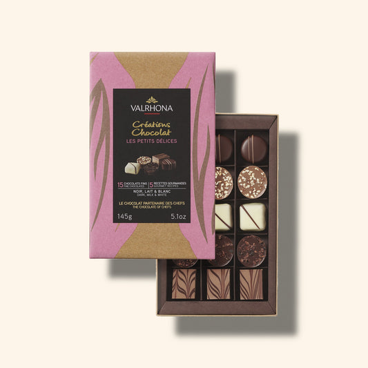 Gift Box 15 Dark Milk White Chocolate Truffles Front Packaging Open