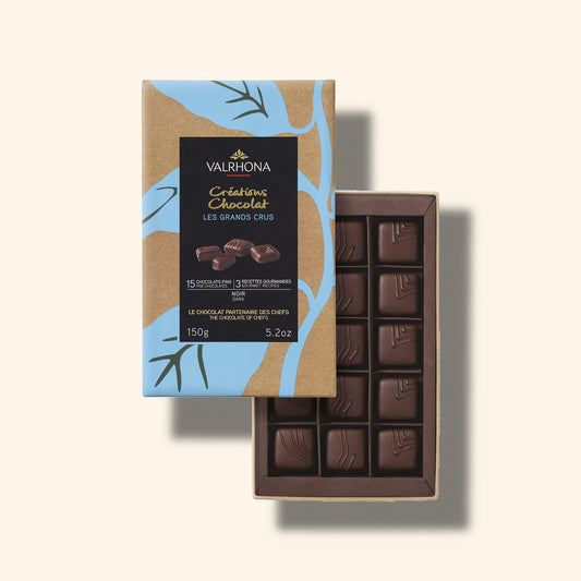 Gift Box 15 Grand Cru Dark Chocolate Truffles Front Packaging Open