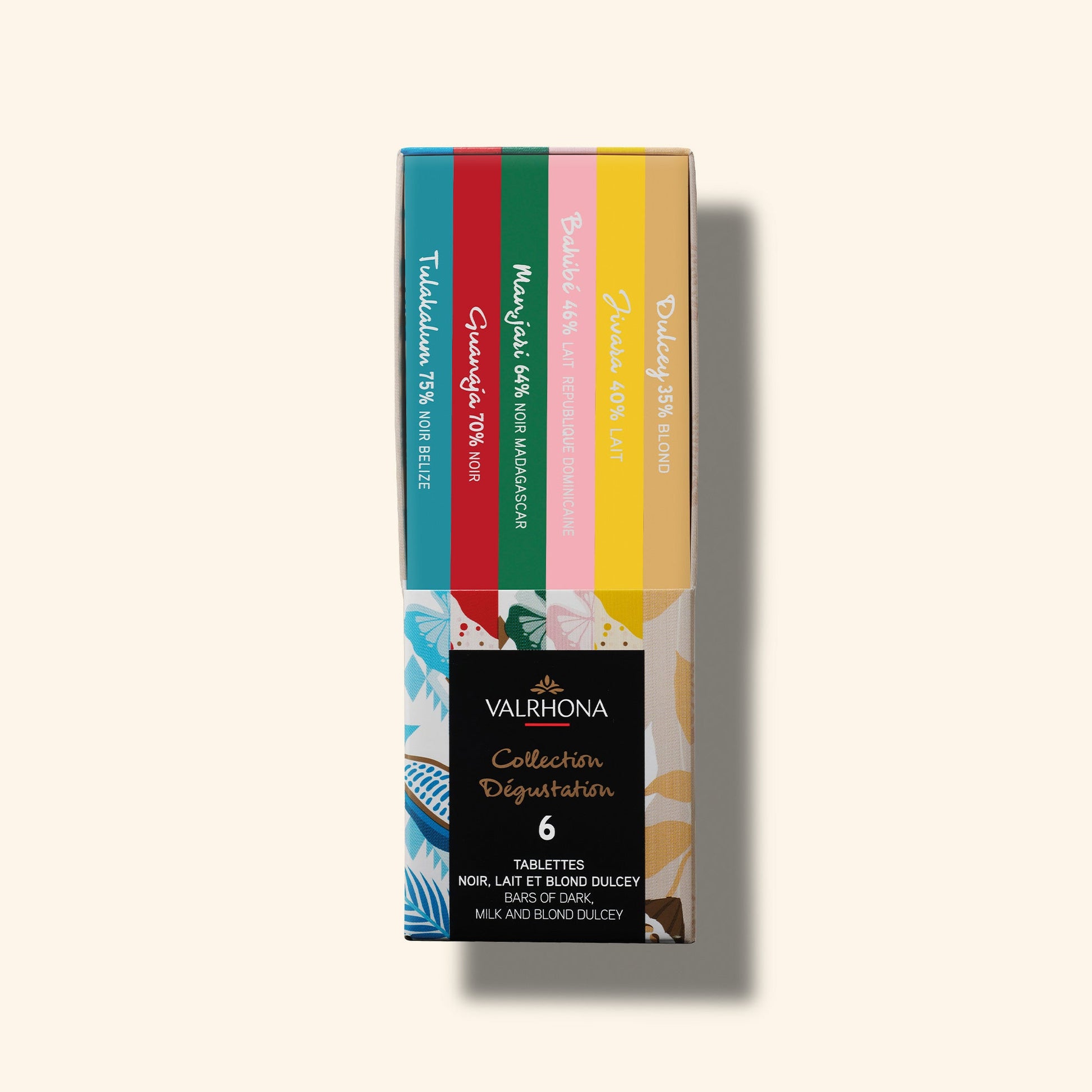Gift Box 6 Dark Milk Dulcey Chocolate Bars Front Packaging