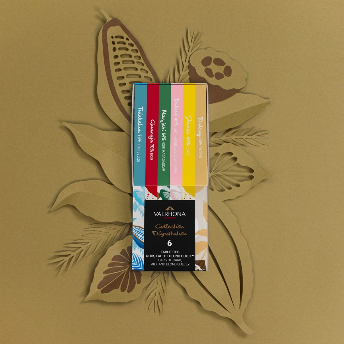 Gift Box 6 Dark Milk Dulcey Chocolate Bars Packaging