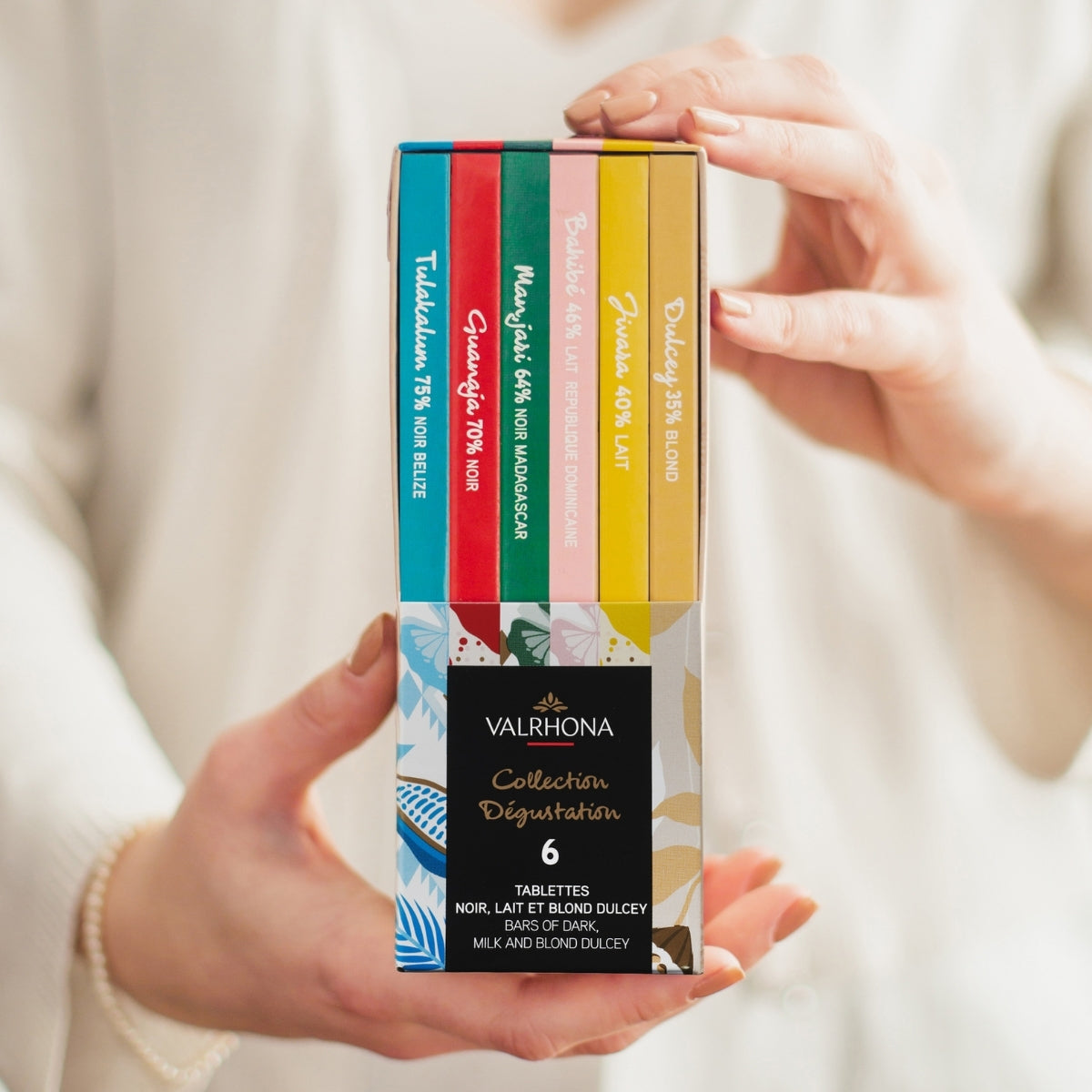 Gift Box 6 Dark Milk Dulcey Chocolate Bars Real Product Size