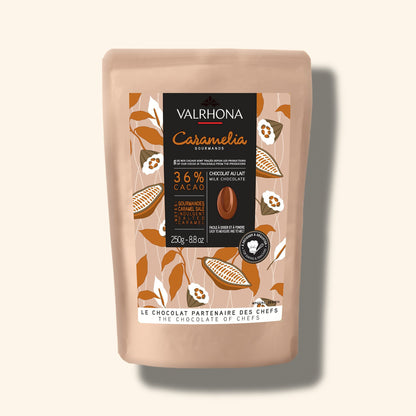 Milk Baking Chocolate Caramelia 36 Percent Small Bag Front Packaging