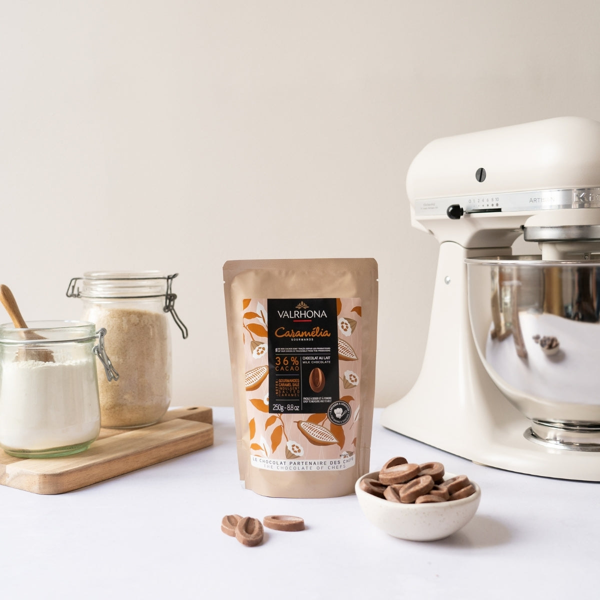 Milk Baking Chocolate Caramelia 36 Percent Small Bag Product In Kitchen
