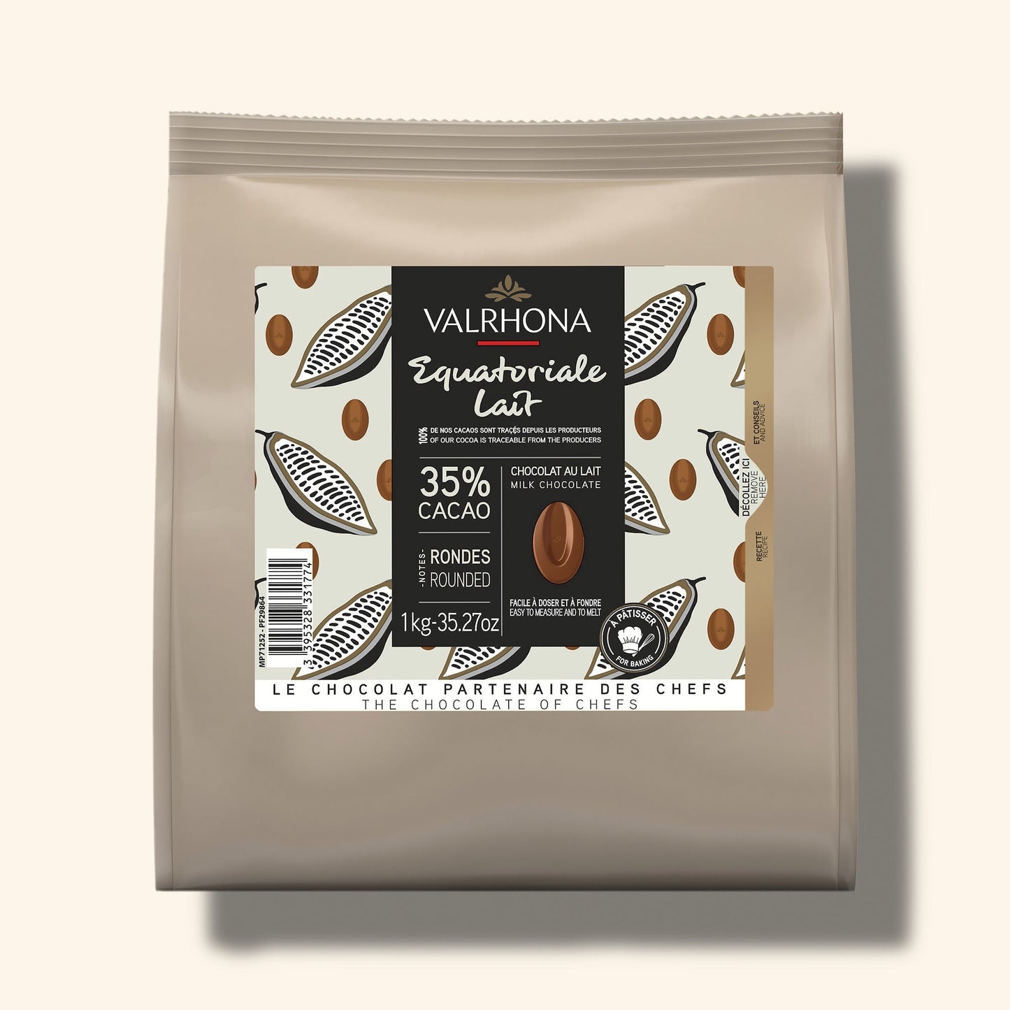 Milk Baking Chocolate Equatoriale 35 Percent Big Bag Front Packaging