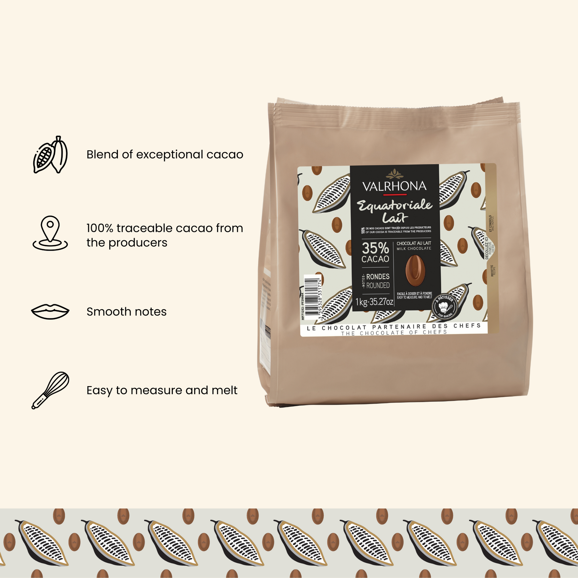 Milk Baking Chocolate Equatoriale 35 Percent Big Bag Product Details