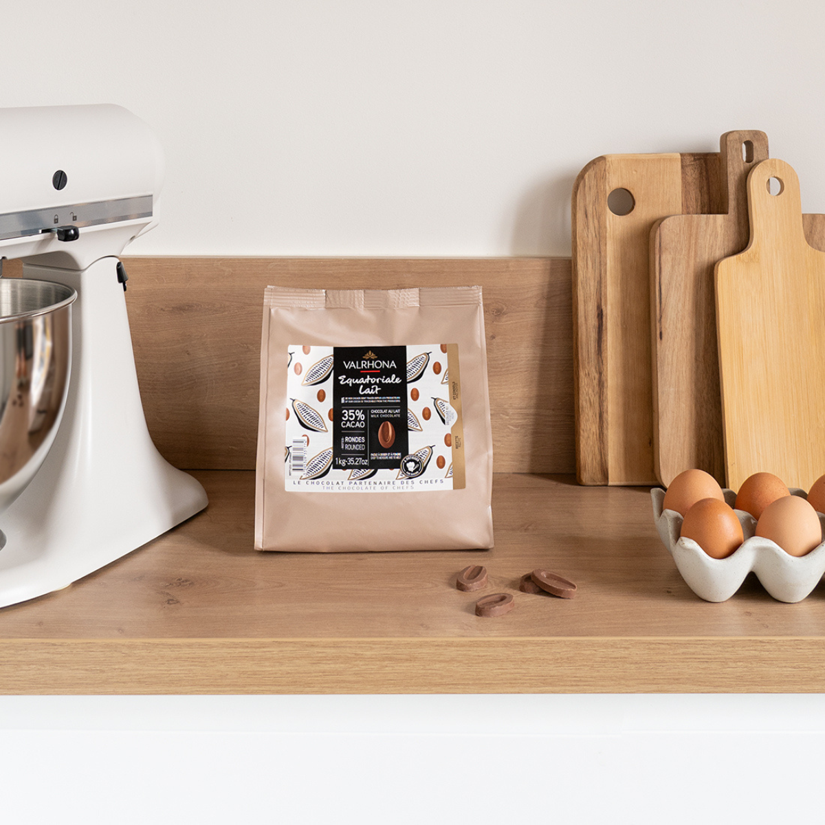 Milk Baking Chocolate Equatoriale 35 Percent Big Bag Product In Kitchen
