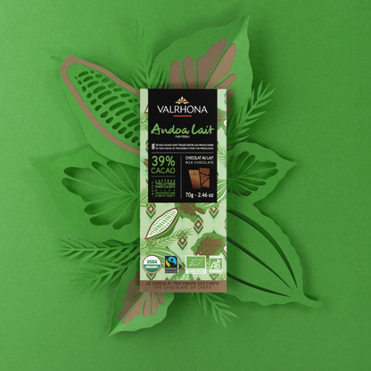 Milk Chocolate Bar Andoa 39 Percent Lifestyle Front Packaging