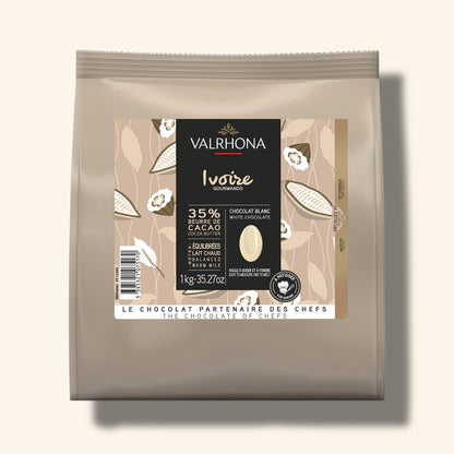White Baking Chocolate Ivoire 35 Percent Big Bag Front Packaging