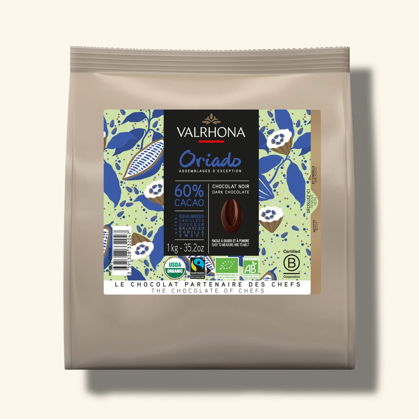 Dark Baking Chocolate Oriado 60 Percent Big Bag Front Packaging