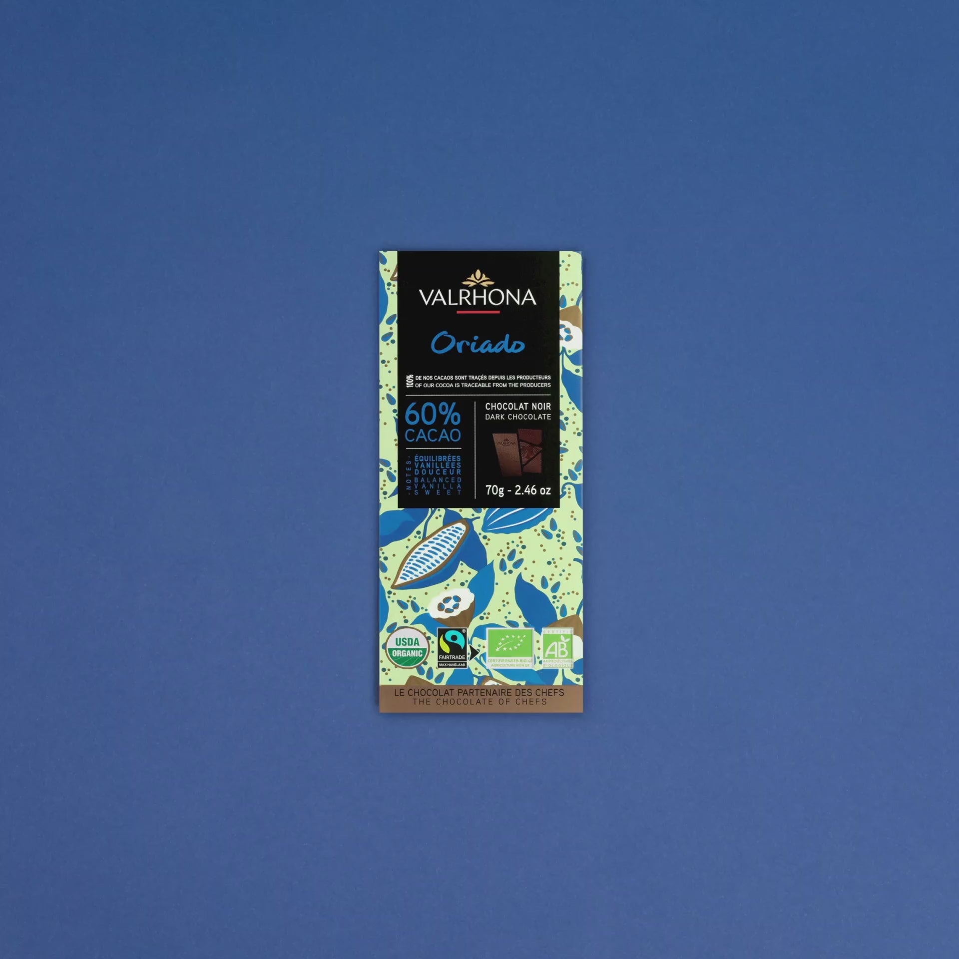 Organic Dark Chocolate Bar Oriado 60% - Smooth Dark Chocolate